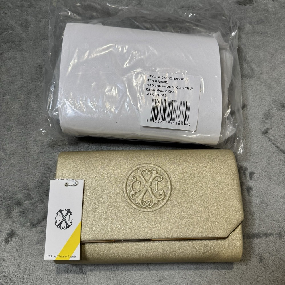 CXL By Christian Lacroix Gold Madison Clutch With Detachable Chain Bag NWT ($78)